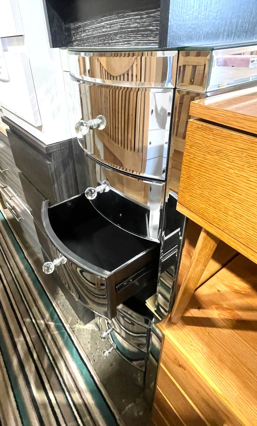 Assembled Canzano 3 Drawer Bedside Table - Mirrored